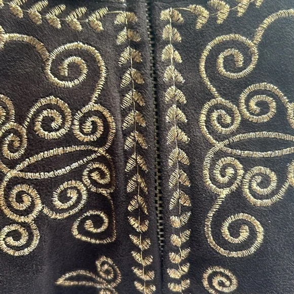 Vintage Chocolate Brown Microsuede Embroidered Jacket PM - Picture 5 of 11